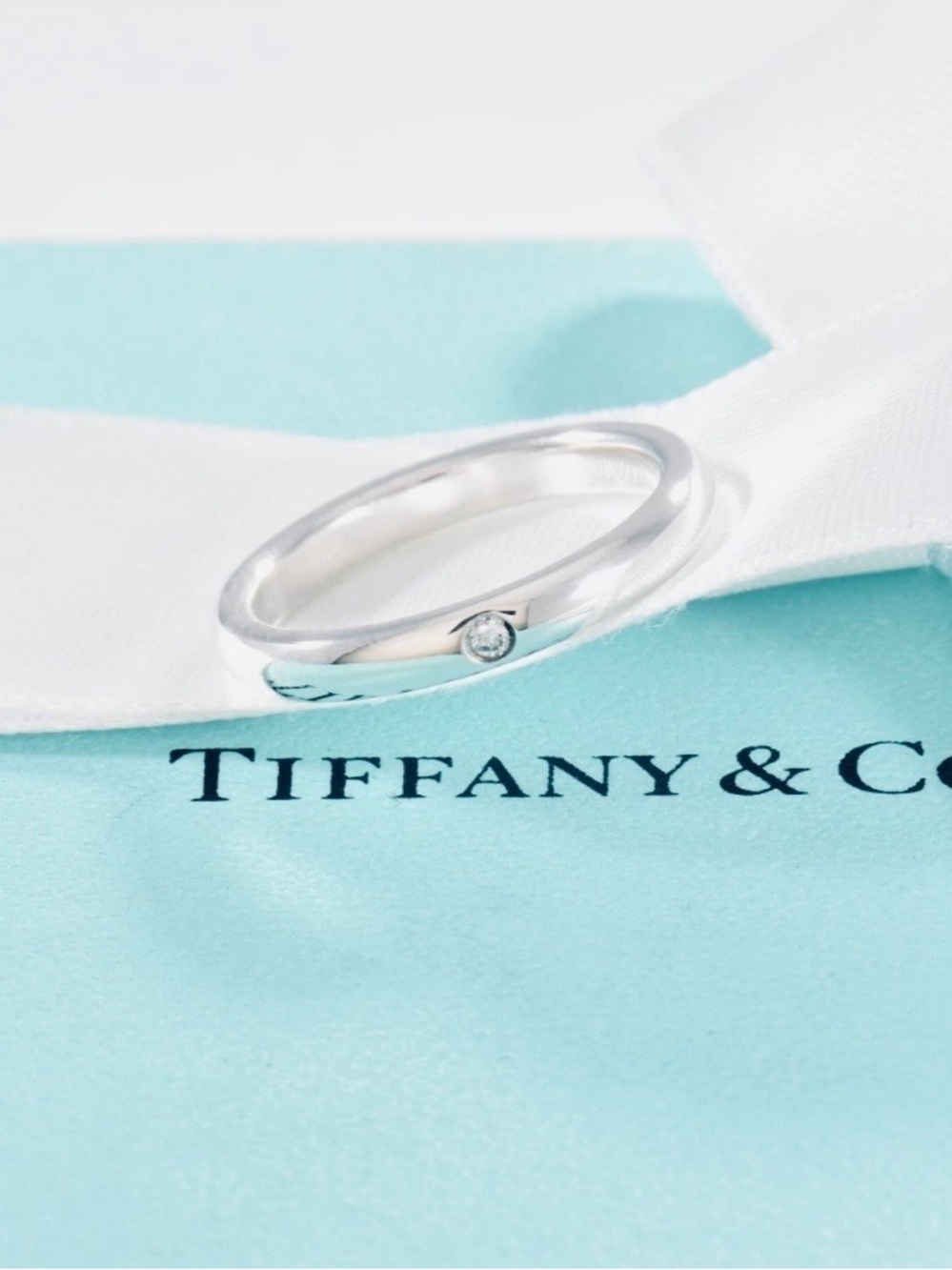 Authenticated Tiffany & Co Elsa Peretti Diamond Band Ring Sterling Silver Sz 6.5 - Picture 2 of 6